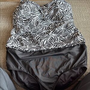 Lands' End Black and White Bikini